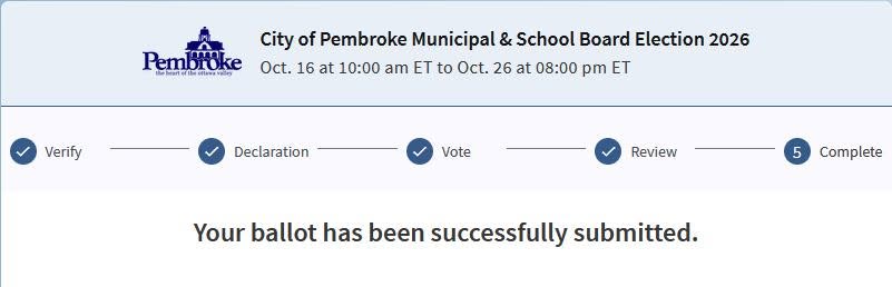 2026 Pembroke Municipal and School Board Election voting information